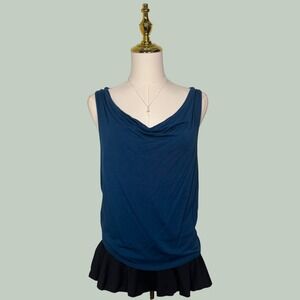 gaze NWT teal blue cowl neck blouse backless Y2K chic club romantic quiet luxury